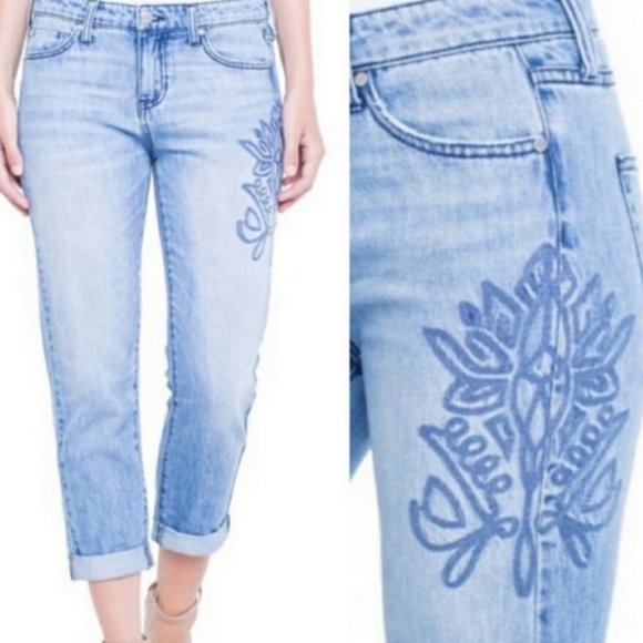 Liverpool Jeans Company Denim - Liverpool Sz 16W Crop Boyfriend Embroidered High Rise Jeans NWT